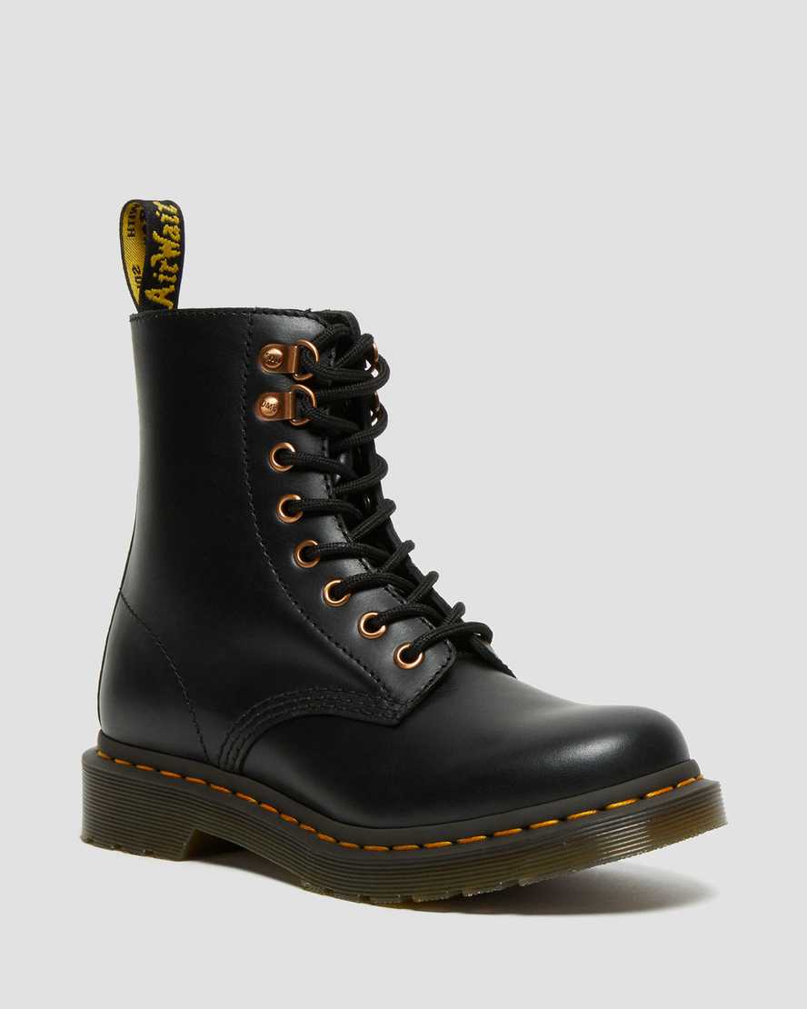 Dr. Martens 1460 Pascal Rose Gold Hardware Nahka Naisten Nauhalliset Nilkkurit - Mustat Nilkkurit [5